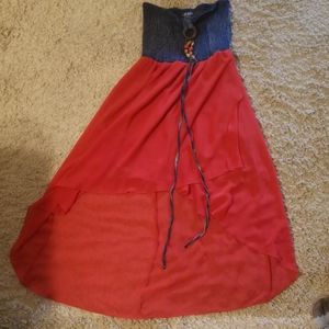 Jean and coral hi to low dress